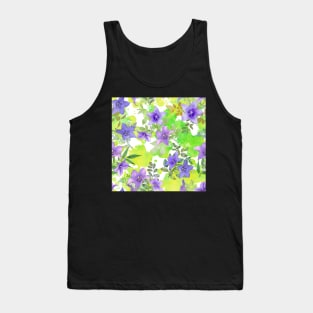 Summer bellflowers on colorful watercolor background.Vibrant Balloon flowers print Tank Top